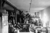 Barrack Interior, Stalag 8A, Gorlitz, Germany. Photographed by F Crandle.