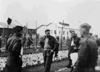 Unidentified prisoners of war at Camp 57, Gruppignano, Italy.  Photograph taken by Lee Hill during World War 2, circa 1941.  Original caption from back of file print reads: 