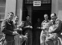 Unidentified repatriated New Zealand prisoners of war, Folkestone, England, 1945. Photograph taken by R H Blanchard.
