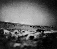 Alamein barrage from the ridge in front of 5 Bde HQ, front line, Egypt, October 1942. Photographer unidentified.