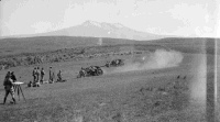 View of Waiouru Army Training Camp, showing artillery target practice, Photograph taken ca 1933 by Errol Cliff Morton.