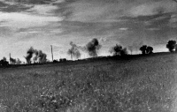 Bombing of the road from Larissa to Volos, Greece 1941. Photograph taken by P Kennedy.