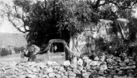 Camouflaged army truck with a soldier sitting on the bonnet. Taken in Greece, 28 April 1941.