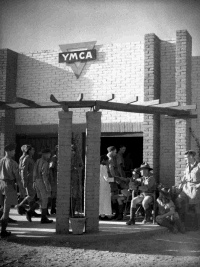 Entrance of the YMCA at Maadi, Egypt, during World War II. Taken by an unidentified photographer, circa 1941