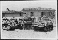 Tanks of C squadron, 20th New Zealand Armoured Regiment, in La Romola, Italy, during World War 2, ready for night attack, August 1944. Photograph taken by Jock C Montogmery.