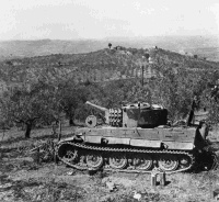 German Tiger tank photographed in Italy during the Second World WarNote on back of file print reads: `one of the Regiments first actions in Italy - 18 NZ Bn'.
