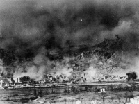 The bombing of Cassino in 1944 during World War II.