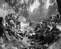 2nd NZEF Soldiers taking a break during their retreat in Greece.